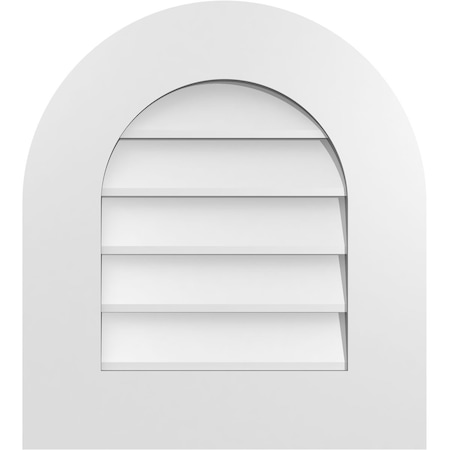 Ekena Millwork Round Top Surface Mount PVC Gable Vent: Non-Functional, w/ 3-1/2"W x 1"P Standard Frame, 18"W x 20"H GVPRT18X2001SN